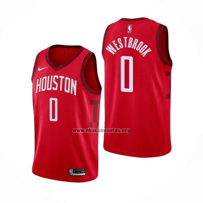 Camiseta Houston Rockets Russell Westbrook NO 0 Earned Rojo